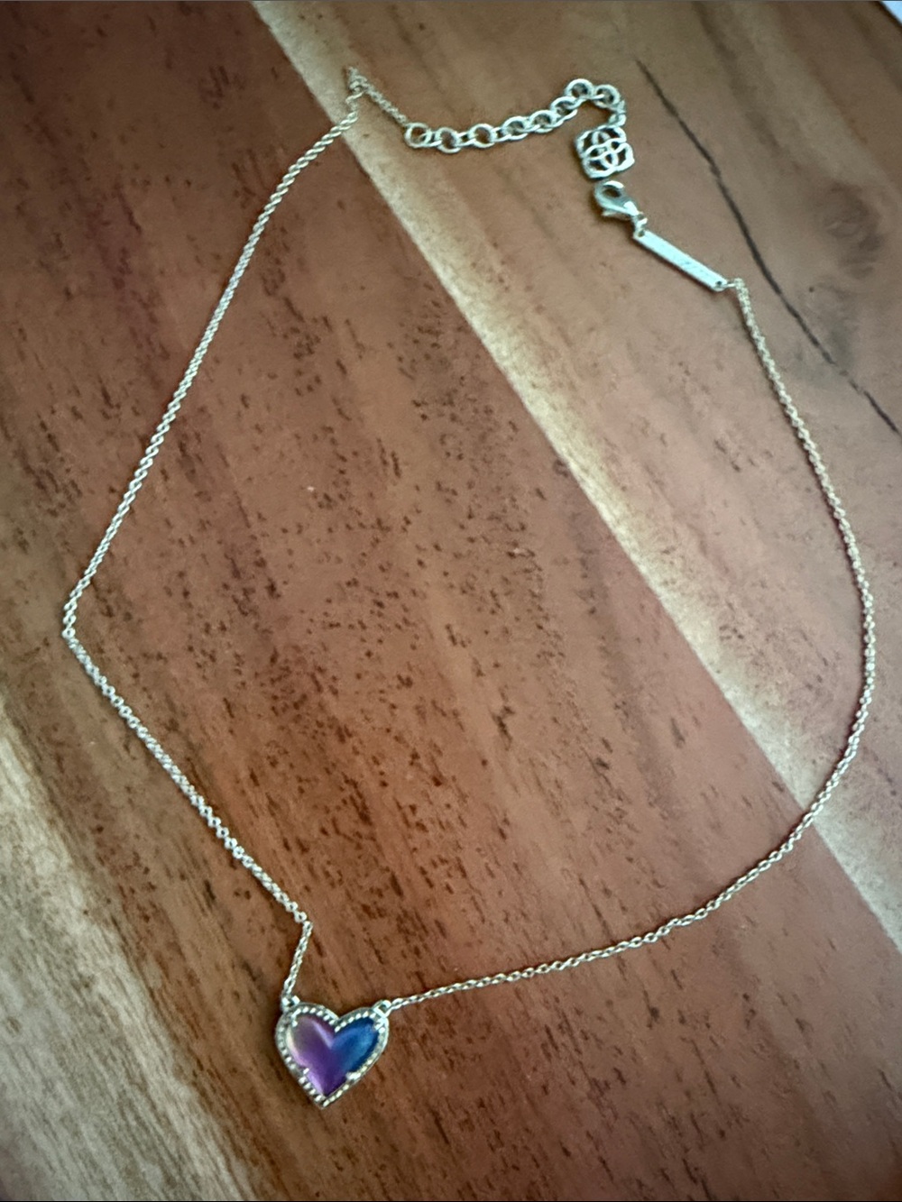 Kendra Scott Gold Chain Necklace with Purple Heart Pendant - Women Jewelry